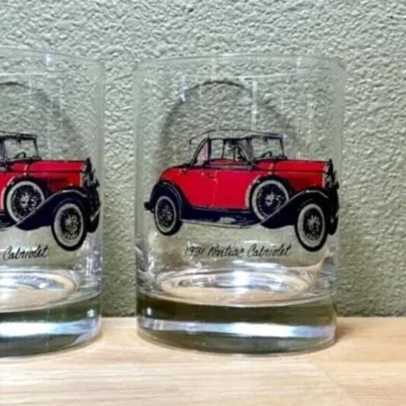Whisky Glasses Pontiac Cabriolet 1931 Red Cars Clear Set Of 2 Drinking Cups - Picture 2 of 6